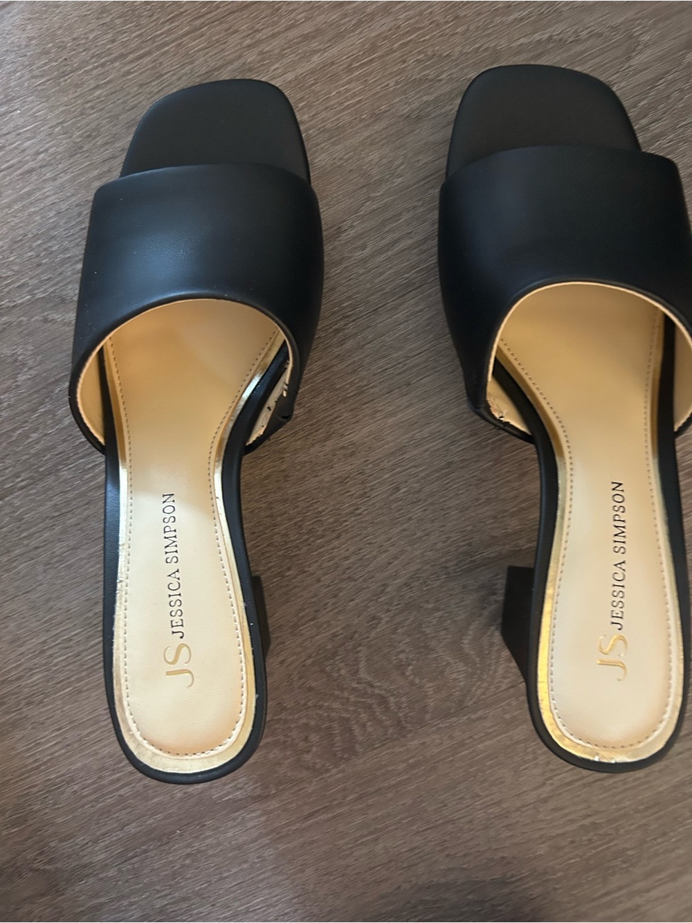 Jessica Simpson Black Slide Mules with Neutral Insole